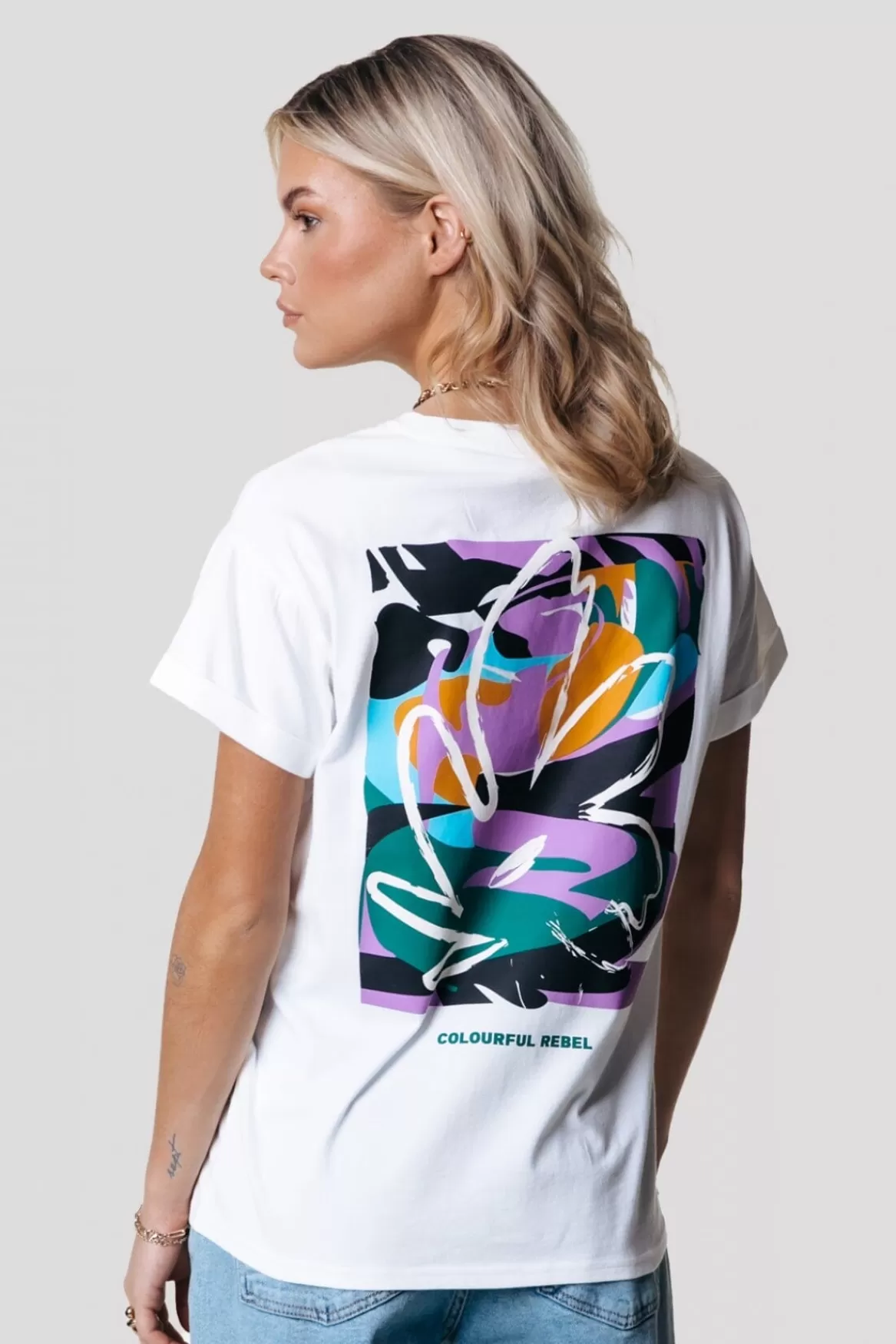 Colourful Rebel Abstract Flower T-shirt | Standard white