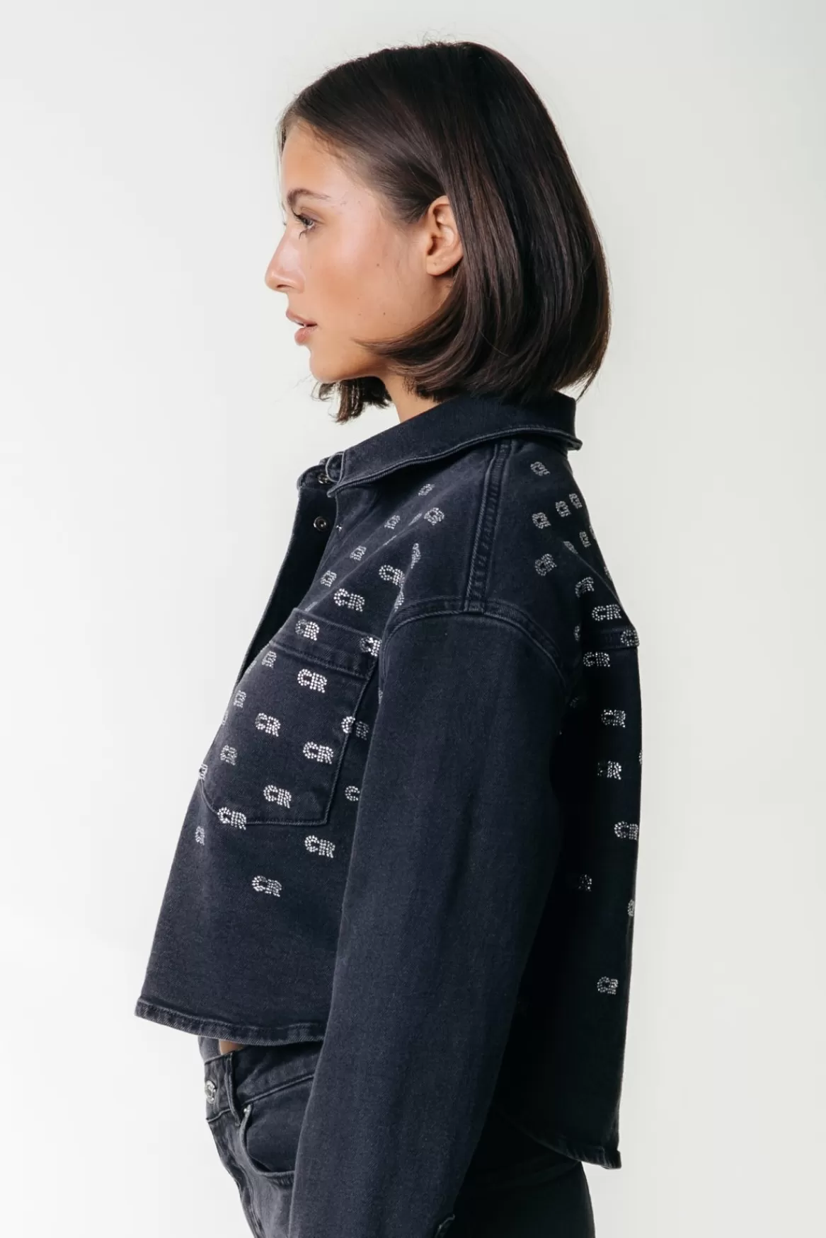 Colourful Rebel Billie Denim Blouse | Dark grey denim