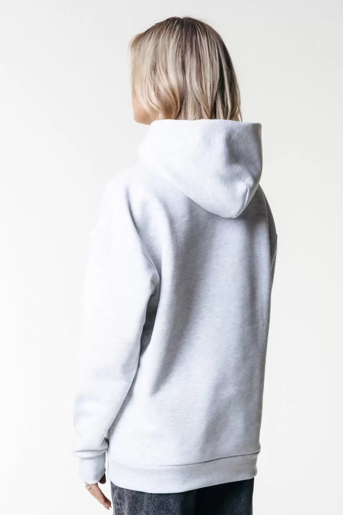 Colourful Rebel Bold Embro Logo Hoodie | Light grey melange