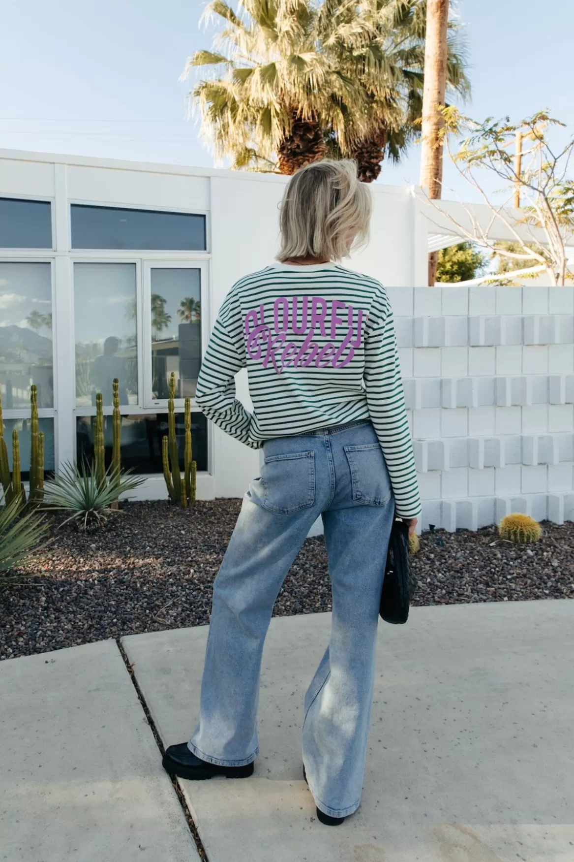 Colourful Rebel Logo Stripe Longsleeve | Off white