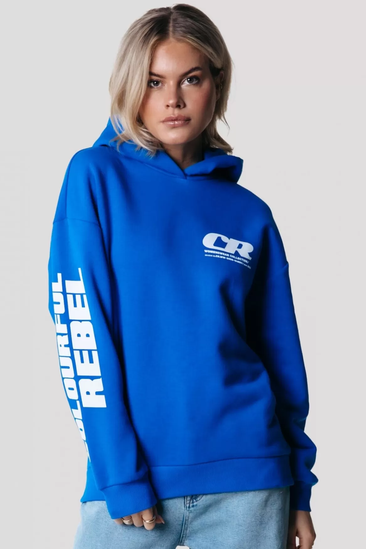 Colourful Rebel Sleeve Logo Hoodie | Deep blue