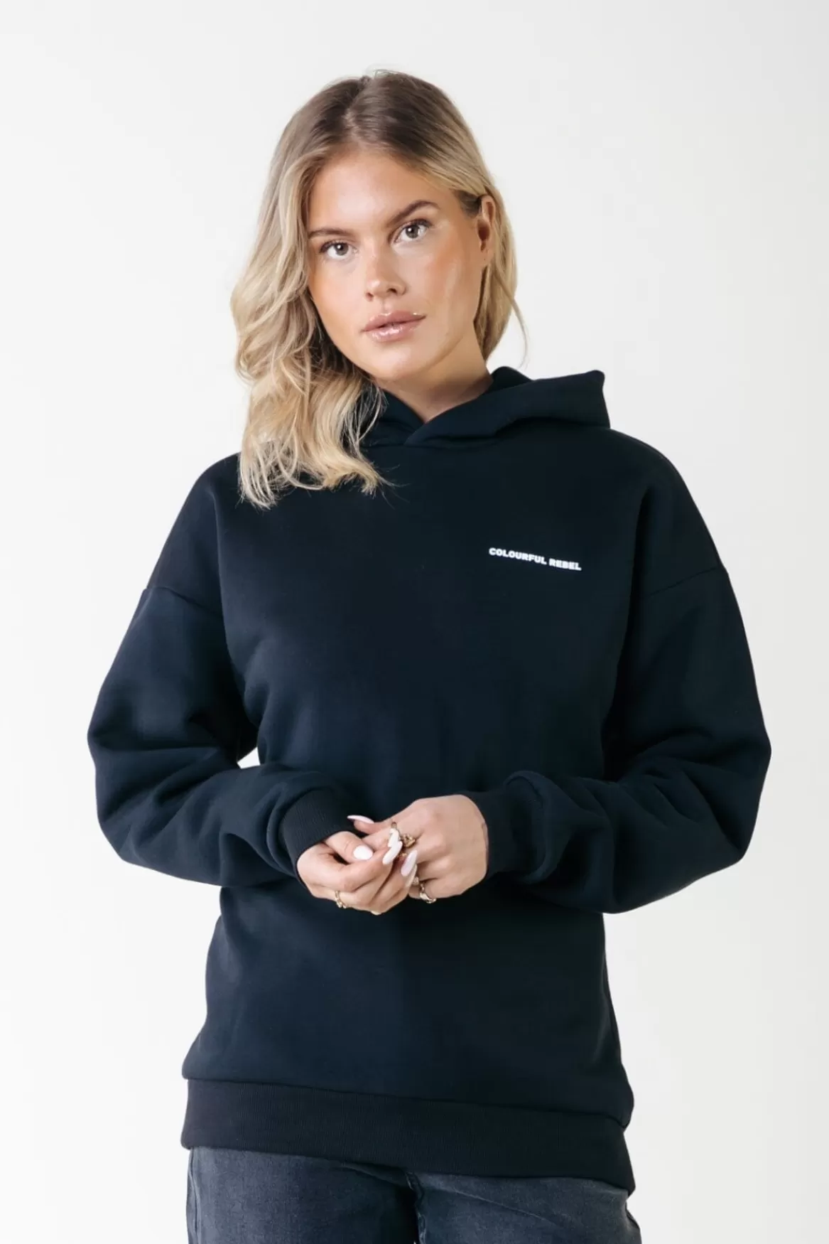Colourful Rebel CR Back Logo Hoodie | Off black / Washed black