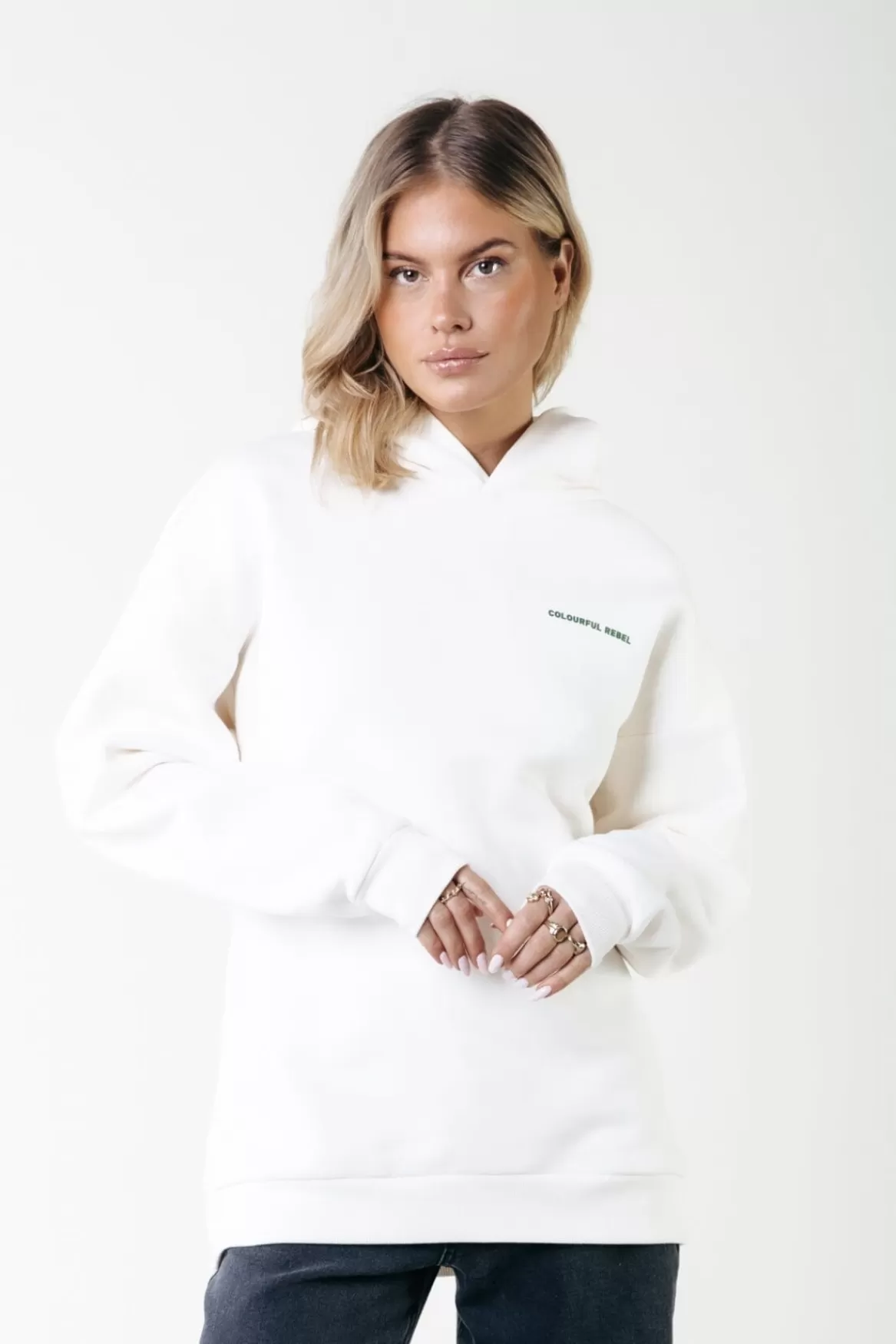 Colourful Rebel CR Bold Logo Hoodie | Off white