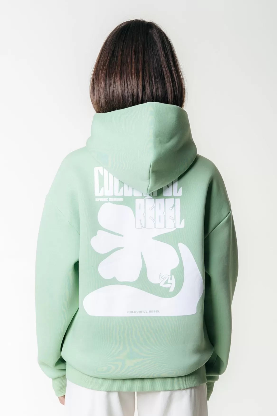 Colourful Rebel Flower Hoodie | Soft Green