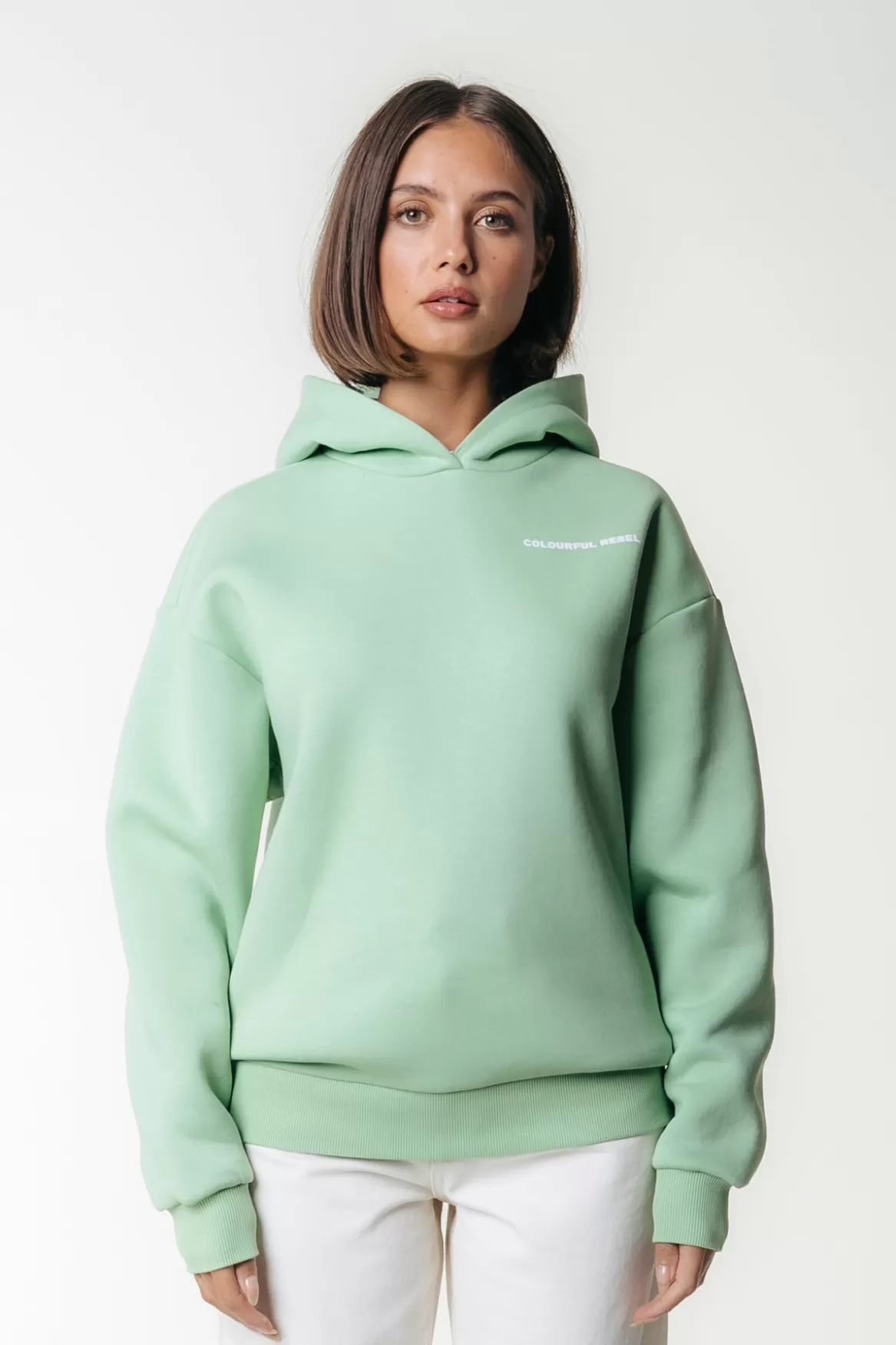 Colourful Rebel Flower Hoodie | Soft Green