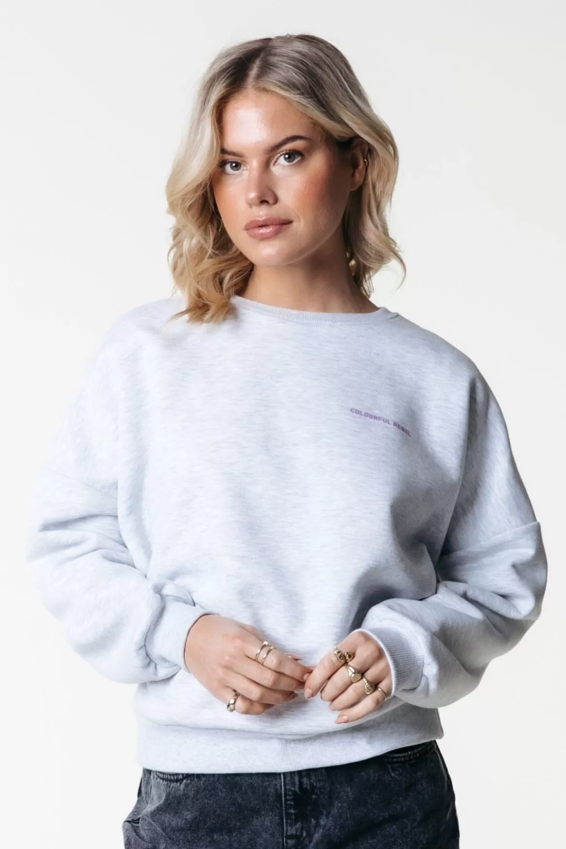 Colourful Rebel Flower World Tour Sweat | Light grey melange
