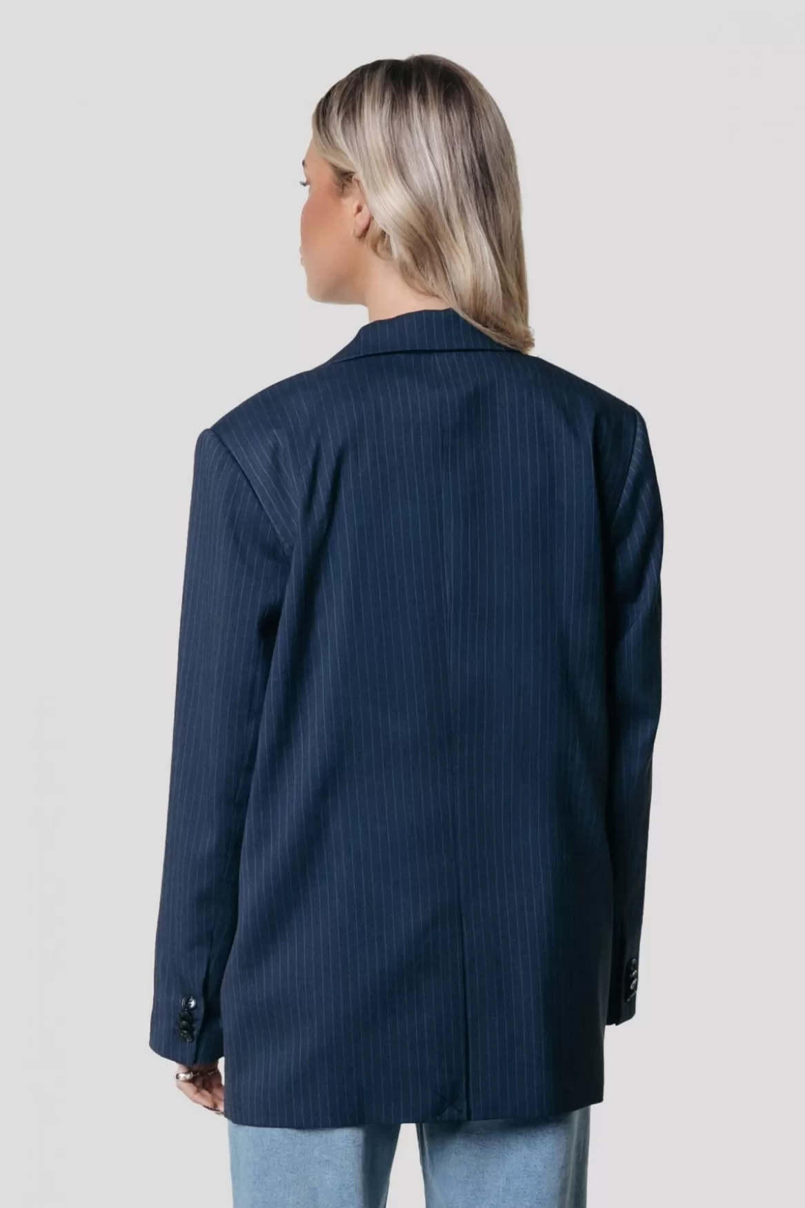 Colourful Rebel Gemma Pinstripe Blazer | Dark blue
