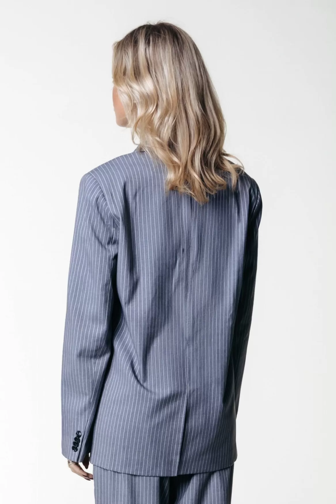 Colourful Rebel Gemma Pinstripe Blazer | Dark grey