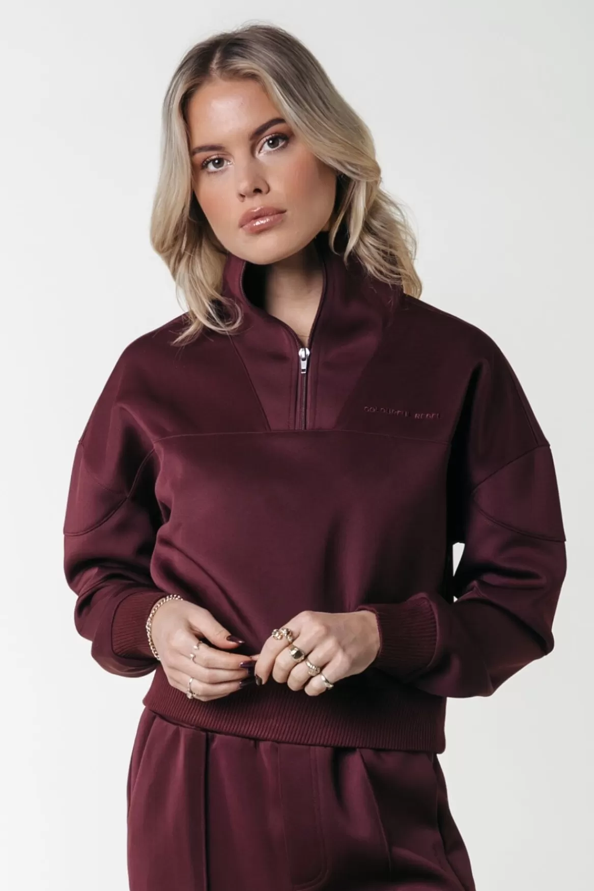 Colourful Rebel Ilena Zipped Sweat | Port Red