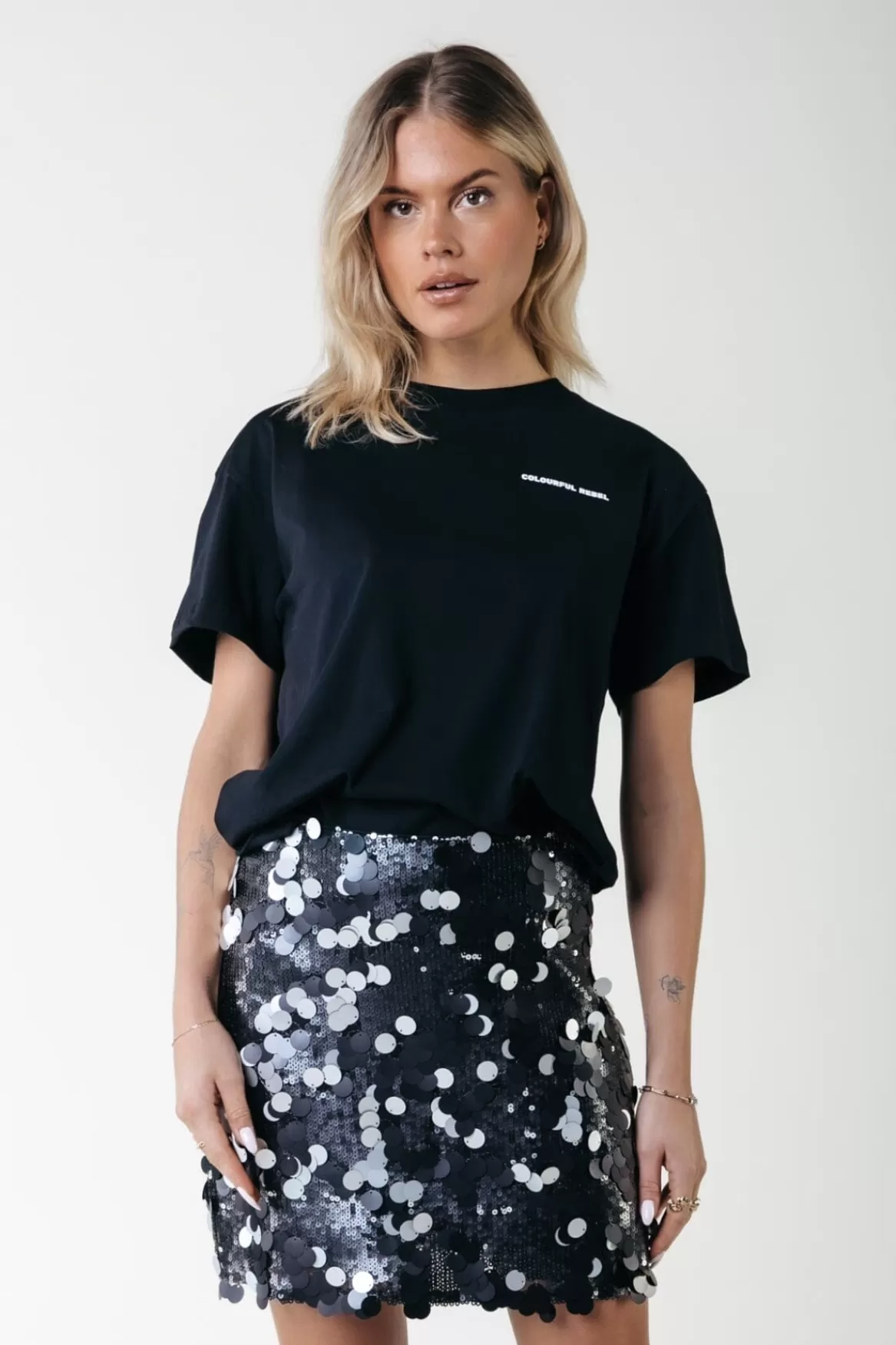 Colourful Rebel Jilly Sequins Skirt | Silver grey