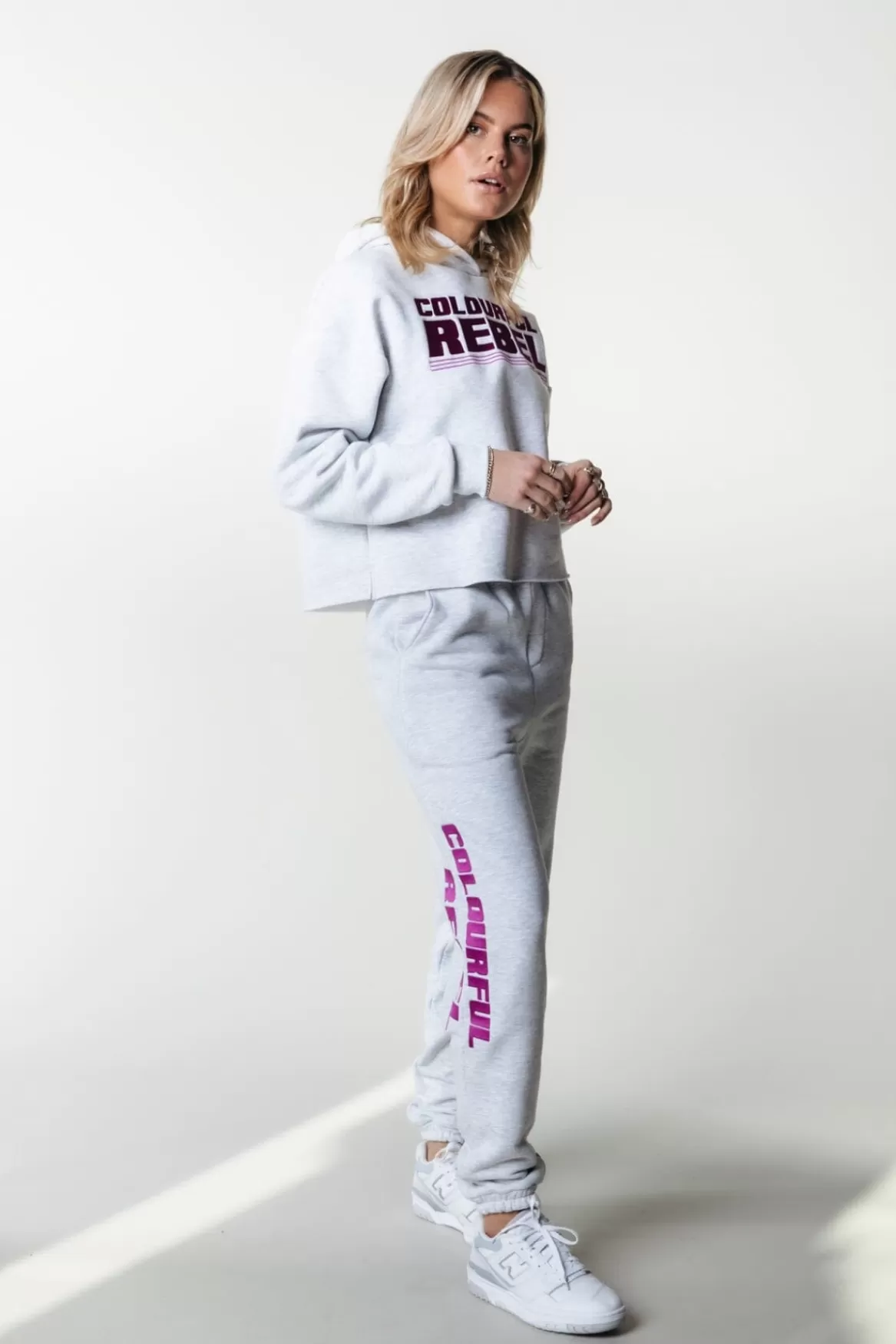 Colourful Rebel Joelle Logo Jogger Pants | Light grey melange