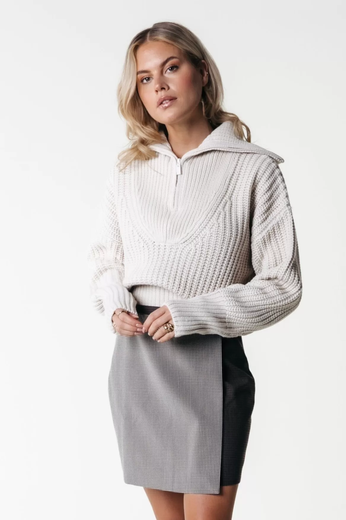 Colourful Rebel Maeve Check Skirt | Darkest Brown