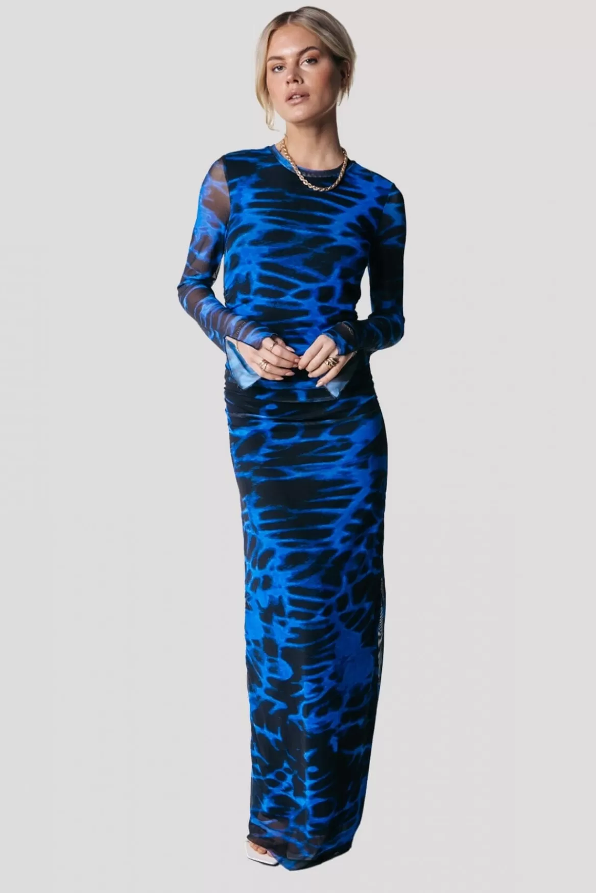 Colourful Rebel Maude Animal Mesh Dress | Deep blue