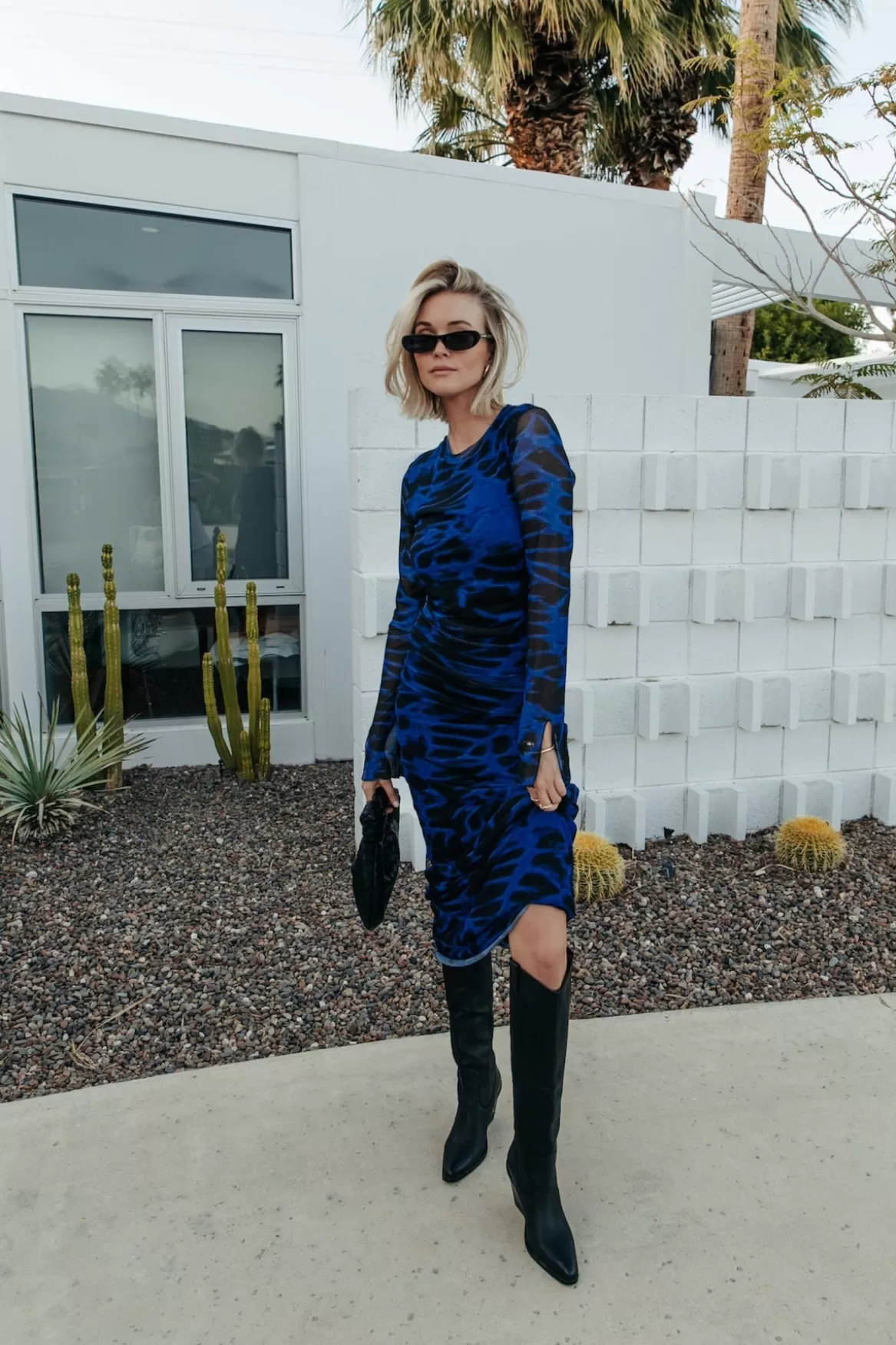 Colourful Rebel Maude Animal Mesh Dress | Deep blue