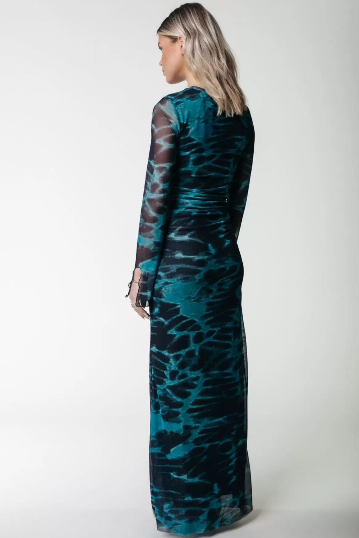 Colourful Rebel Maude Animal Mesh Dress | Storm green