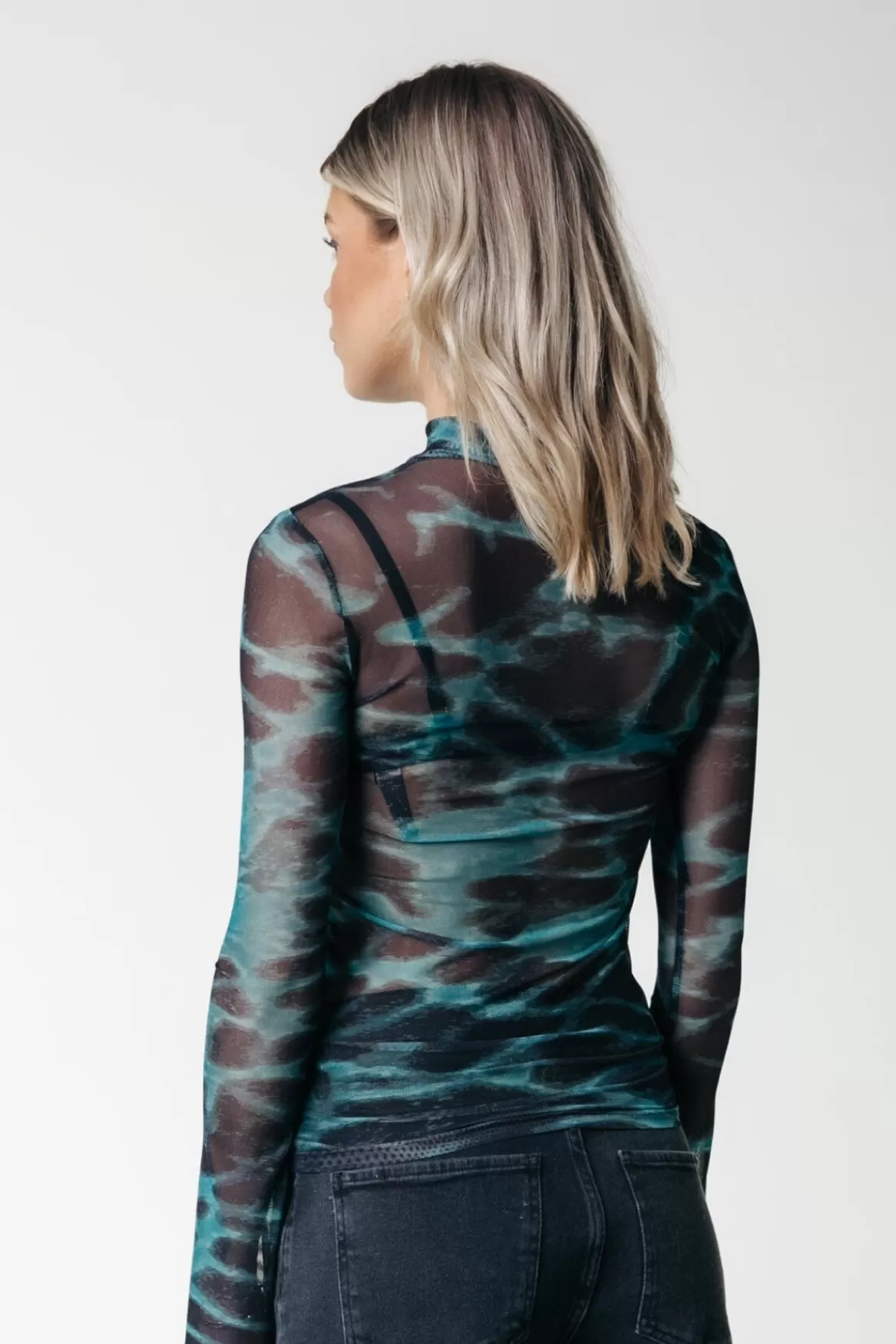 Colourful Rebel Neyo Animal Mesh Top | Storm green