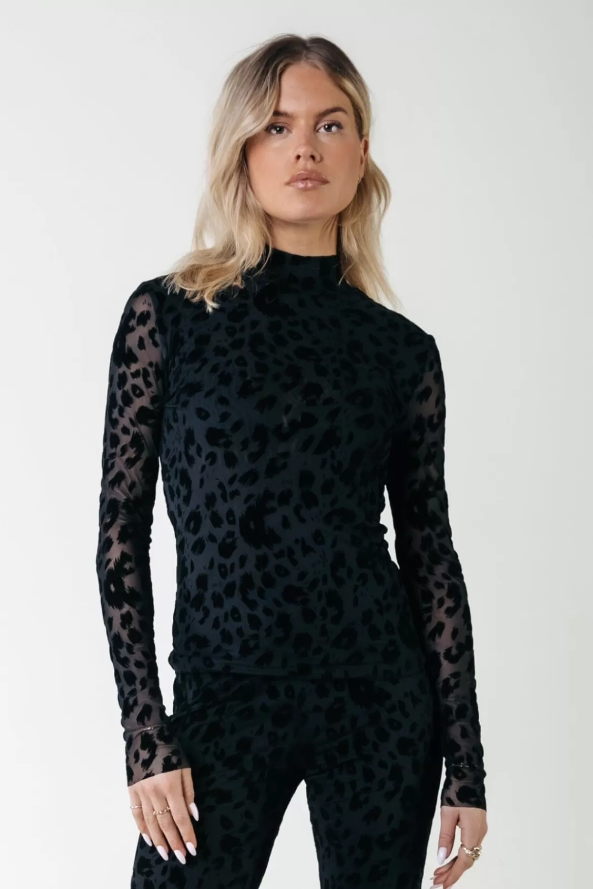 Colourful Rebel Neyo Leopard Flock Mesh Top |