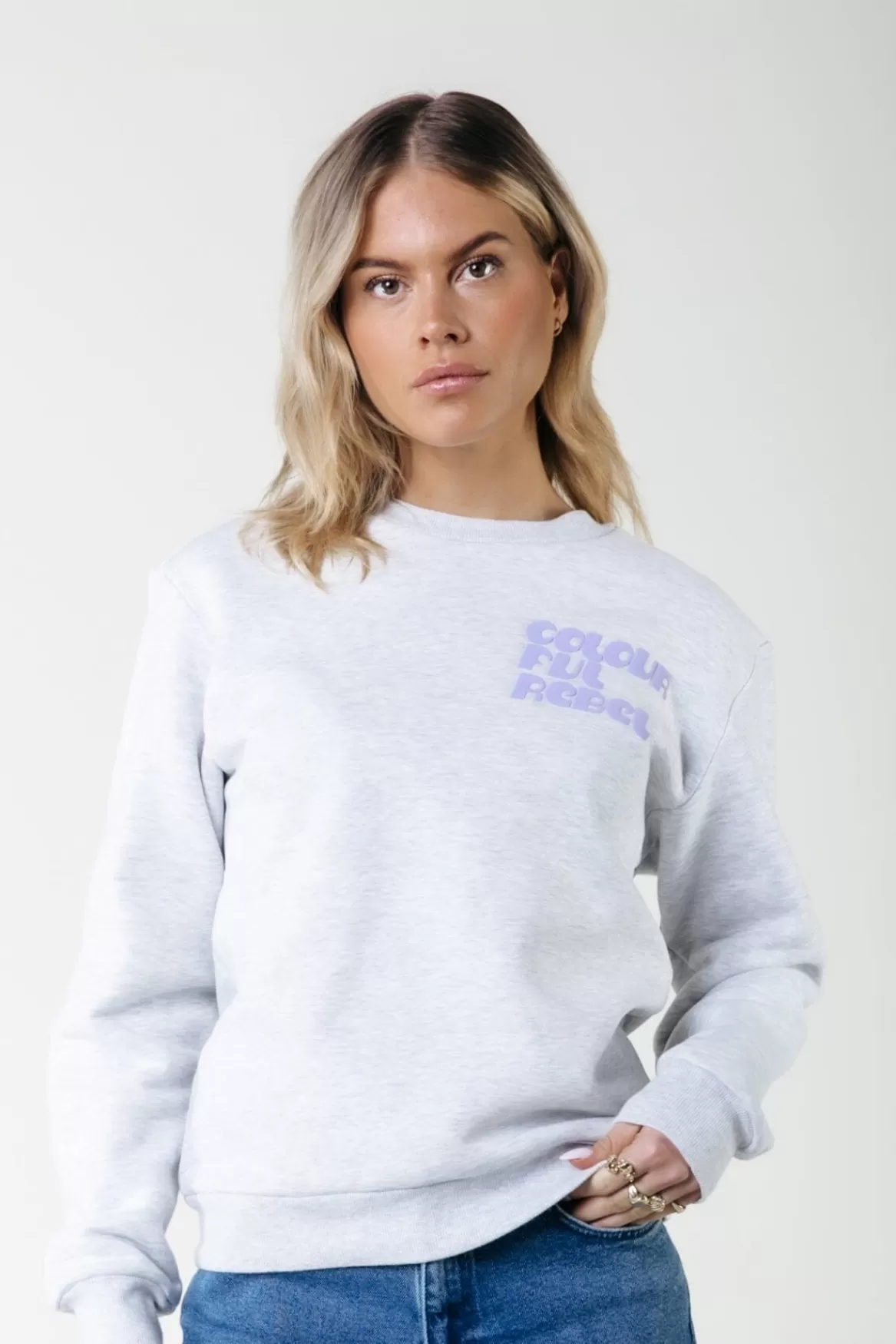 Colourful Rebel Puff Logo Sweat | Light grey melange