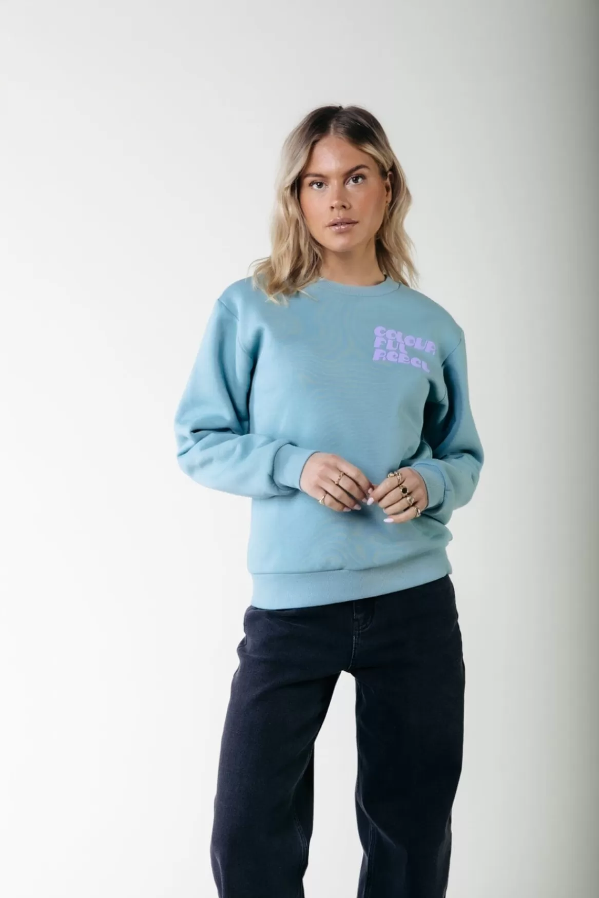 Colourful Rebel Puff Logo Sweat | Mineral blue
