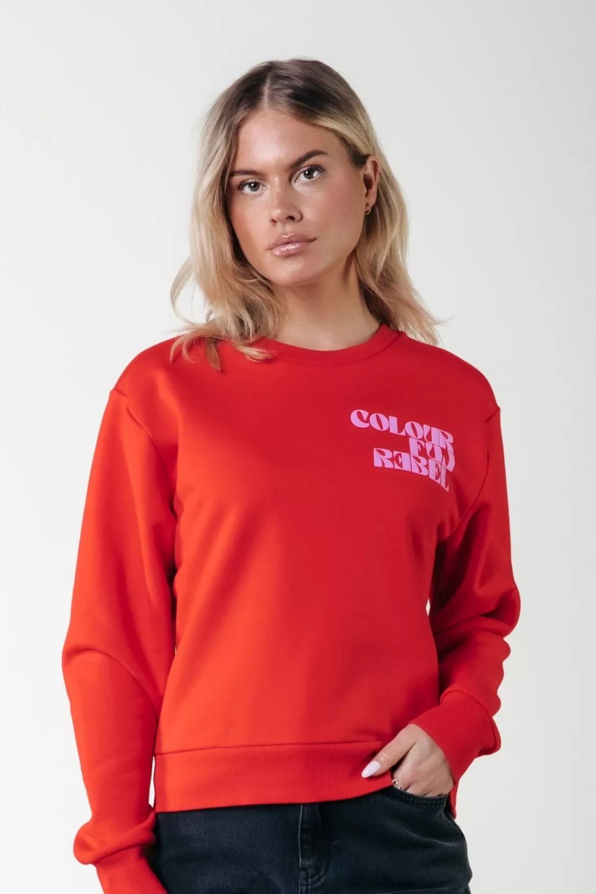 Colourful Rebel Puff Logo Sweat | Scarlet Red