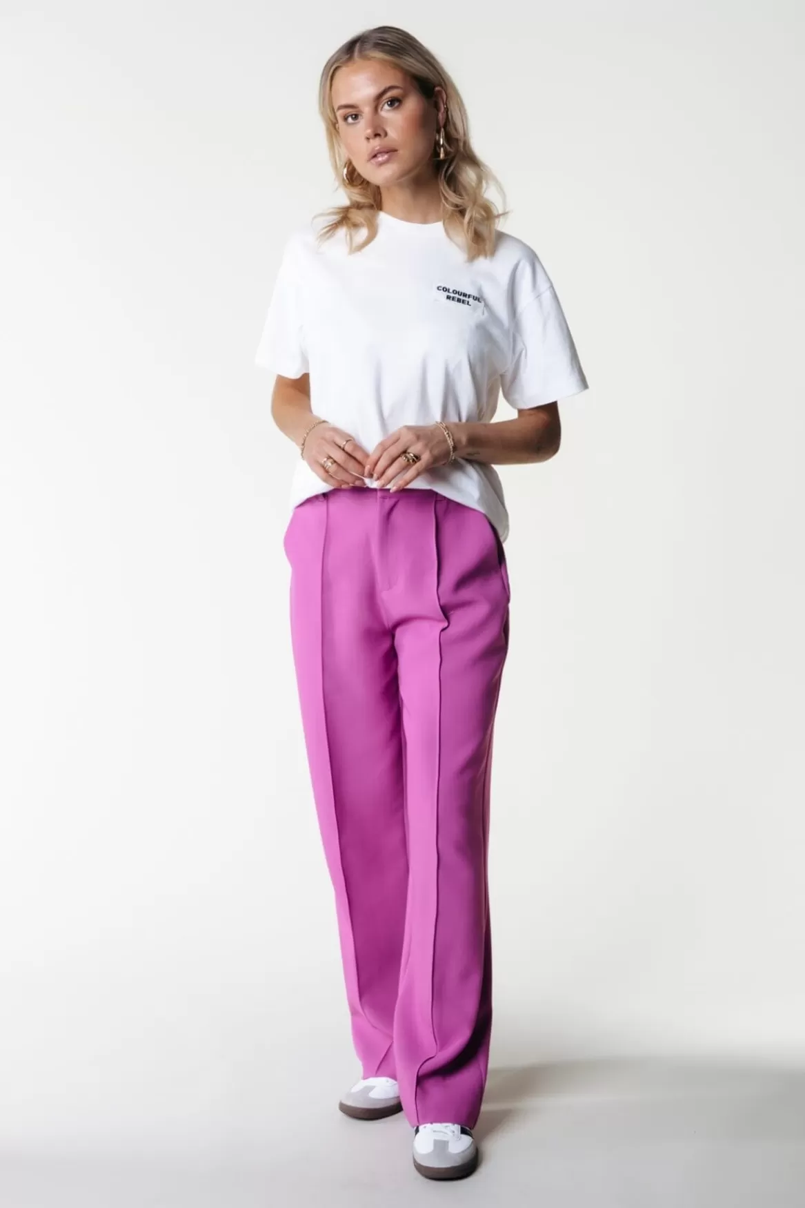 Colourful Rebel Rus Straight Pants | Violet Pink