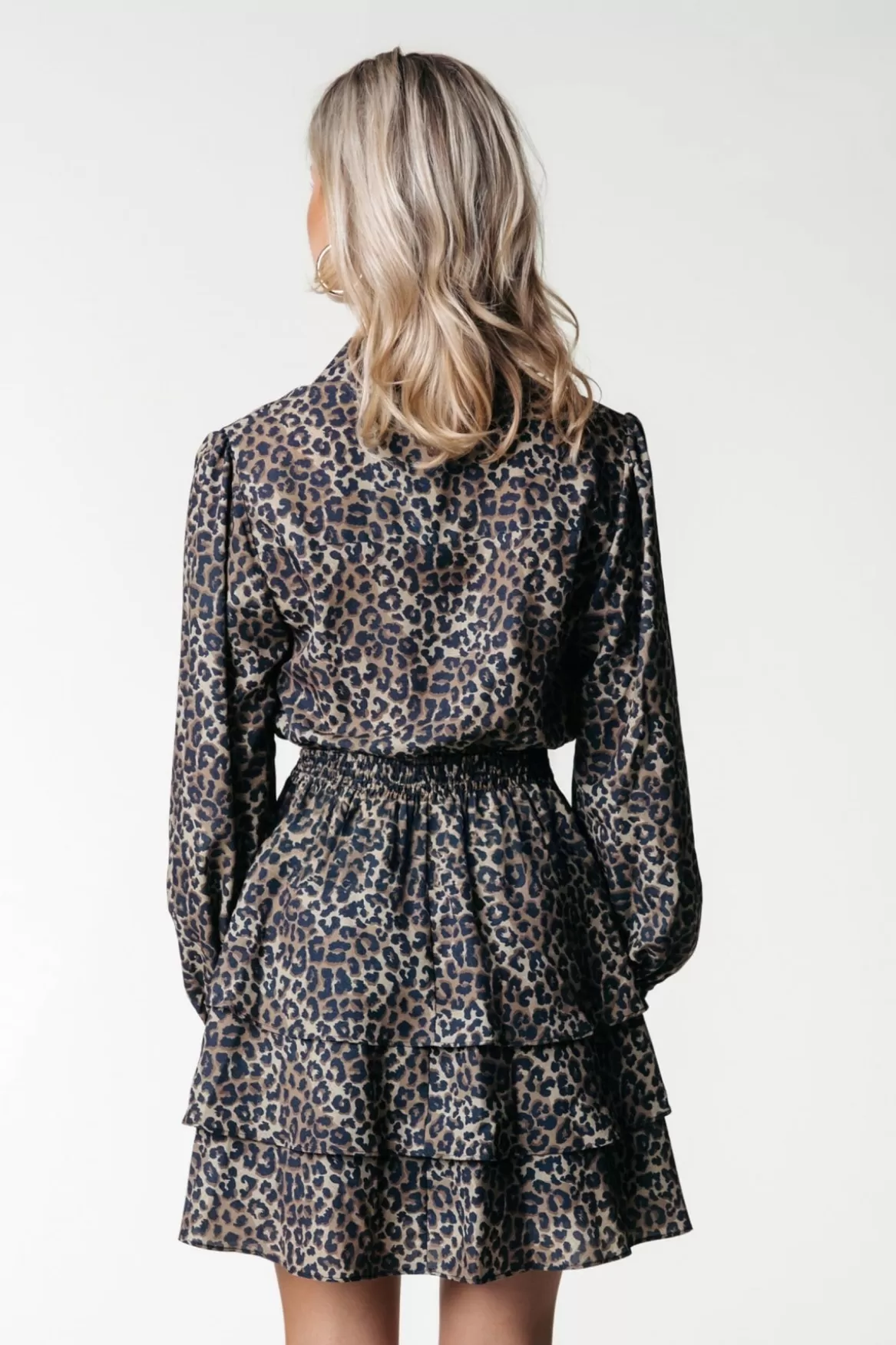 Colourful Rebel Sacha Leopard Ruffle Dress | Warm Brown