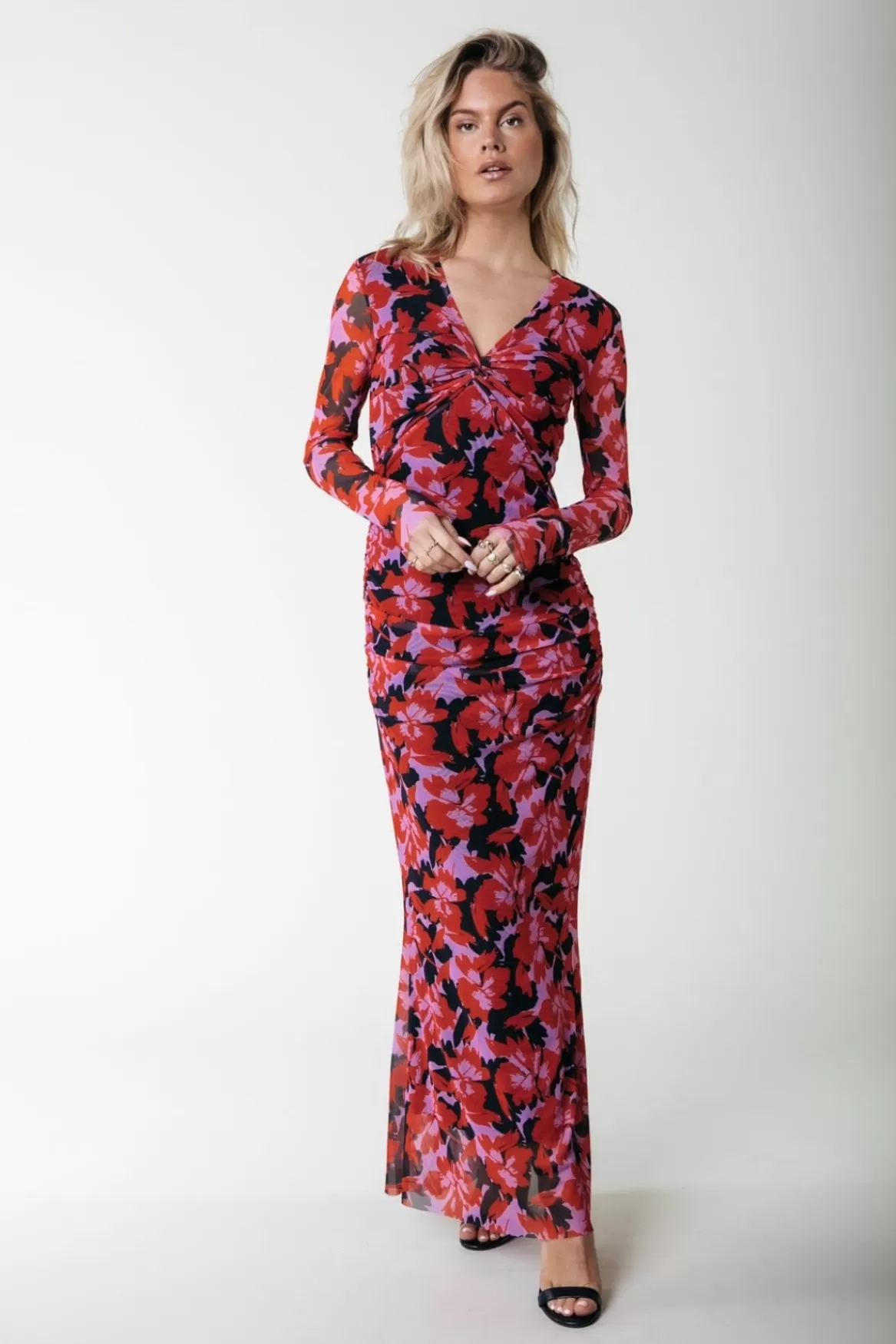 Colourful Rebel Sariah Mesh Maxi Dress | Scarlet Red