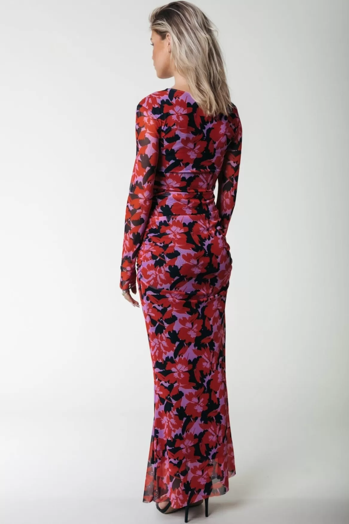 Colourful Rebel Sariah Mesh Maxi Dress | Scarlet Red