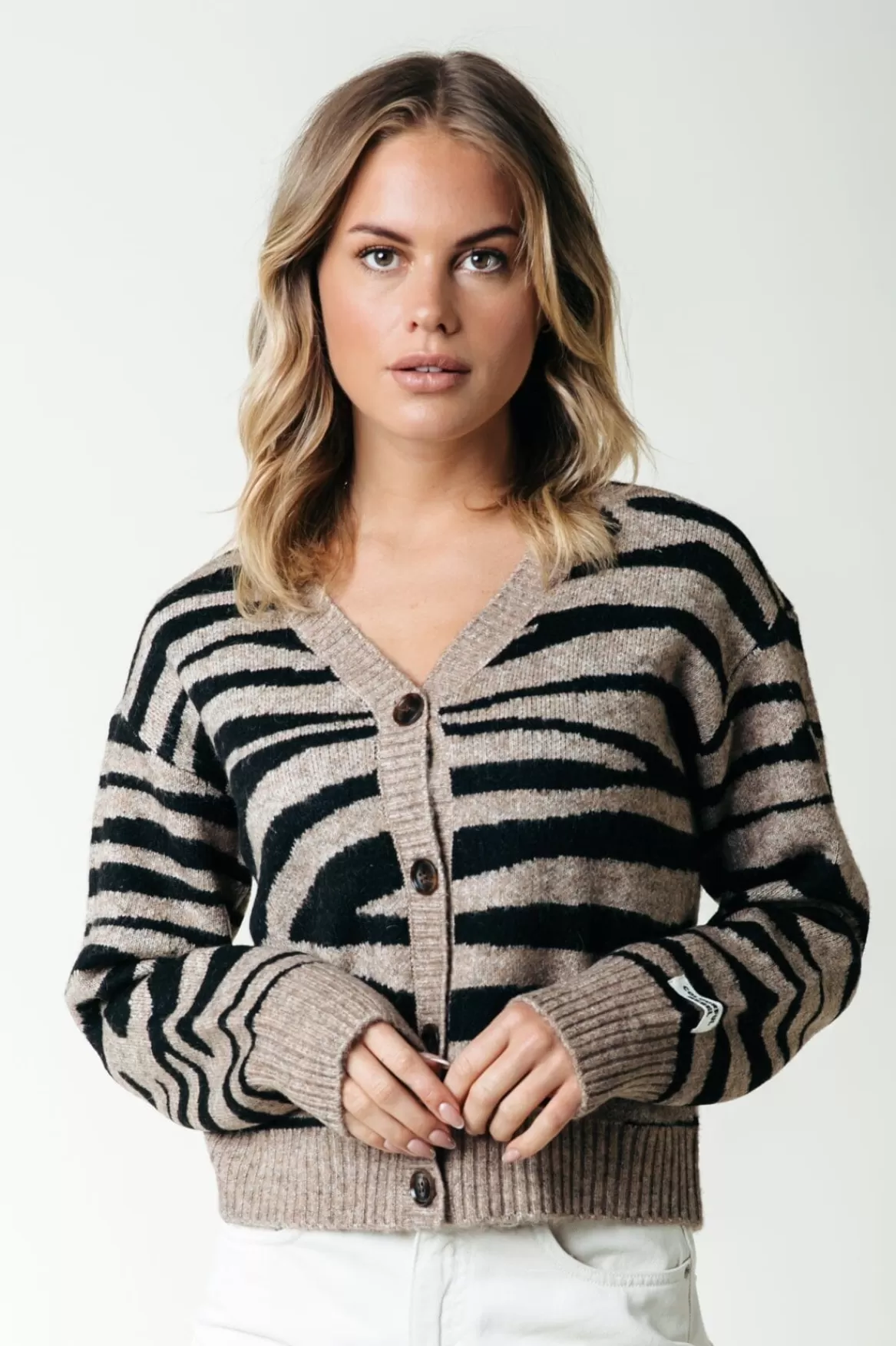 Colourful Rebel Shara Zebra Knitted Cardigan |