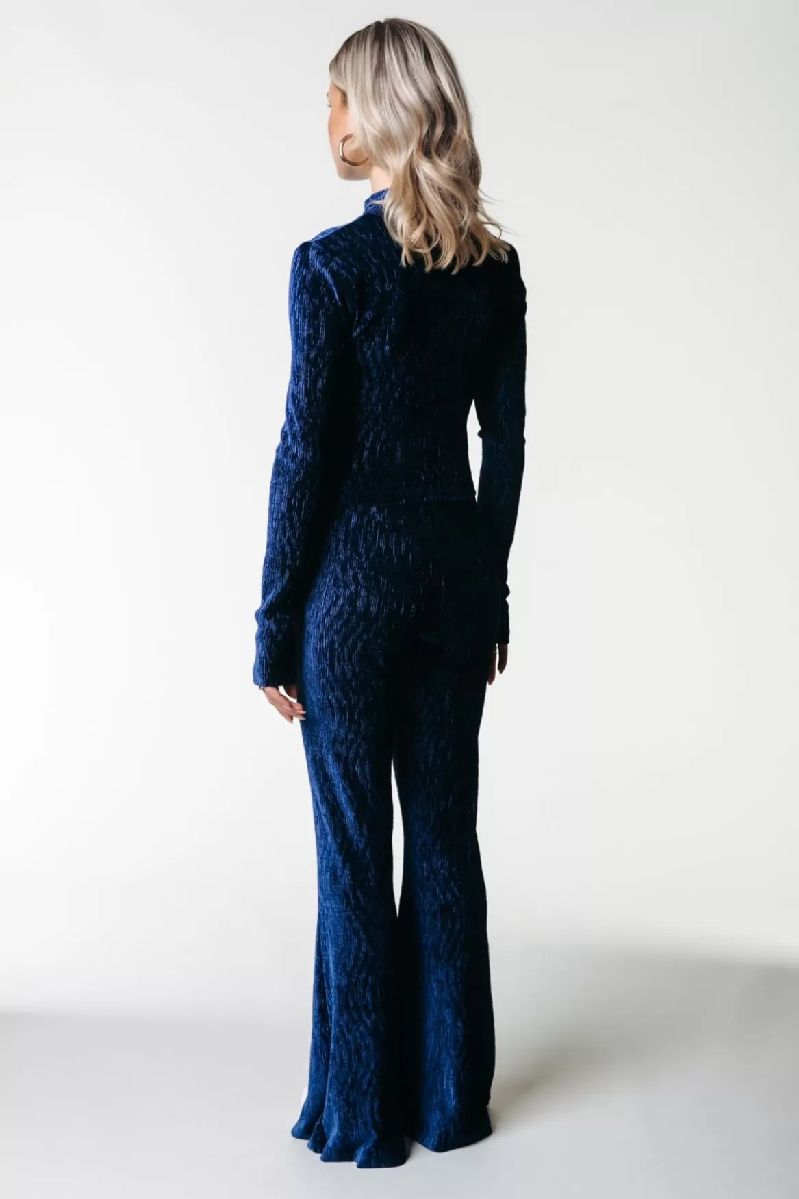 Colourful Rebel Structure Velvet Flare | Peacoat Blue