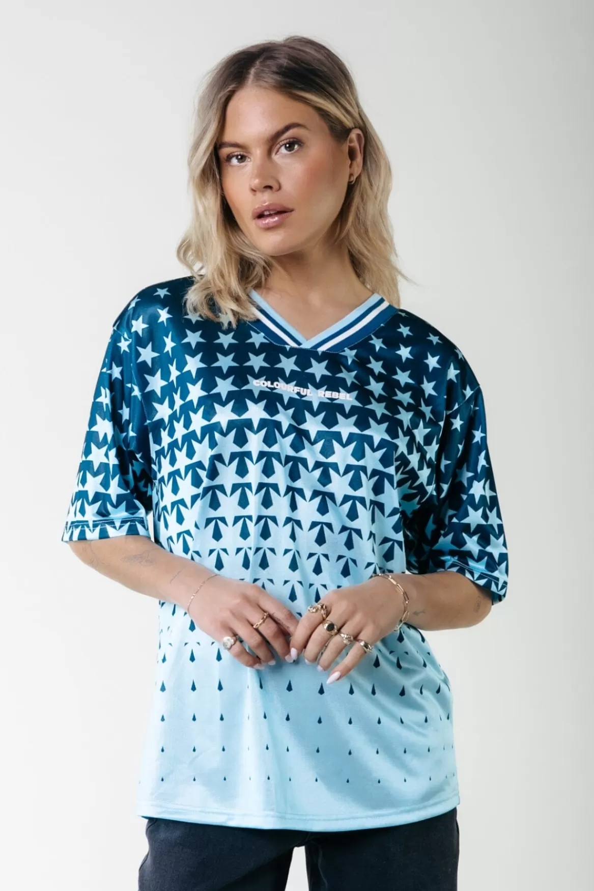 Colourful Rebel Tayla State Champ Football T-Shirt | Canal blue