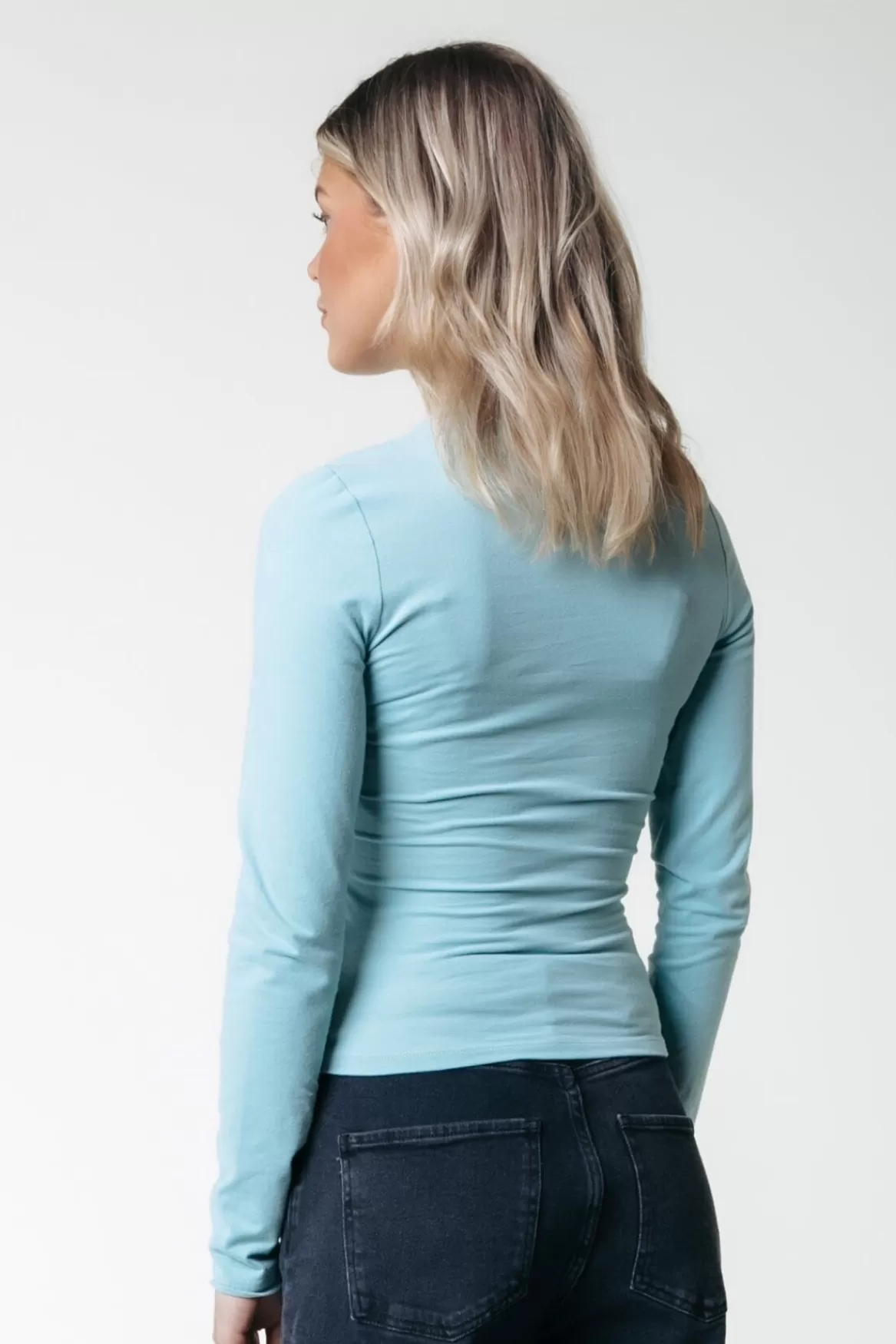 Colourful Rebel Uni Fitted Longsleeve T-shirt | Mineral blue