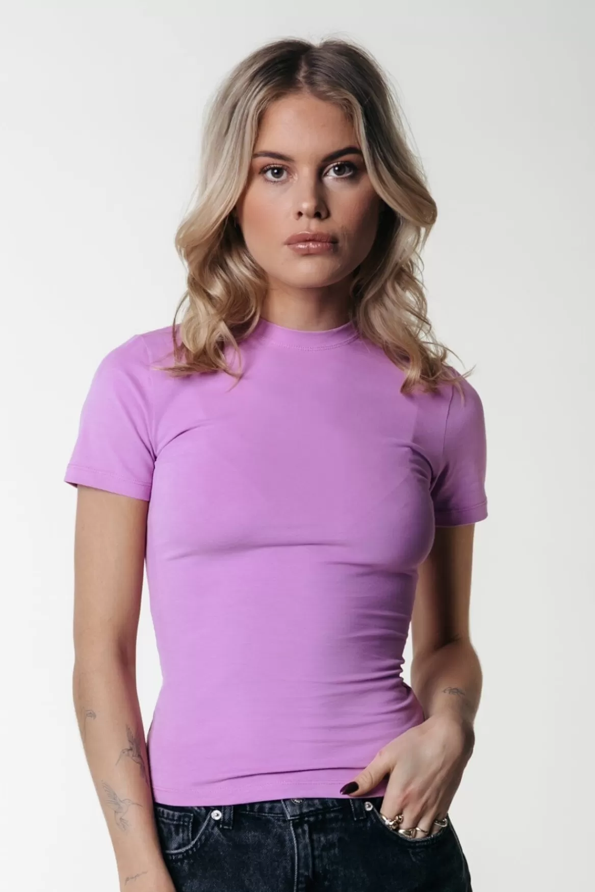 Colourful Rebel Uni Fitted T-shirt | Crocus Pink