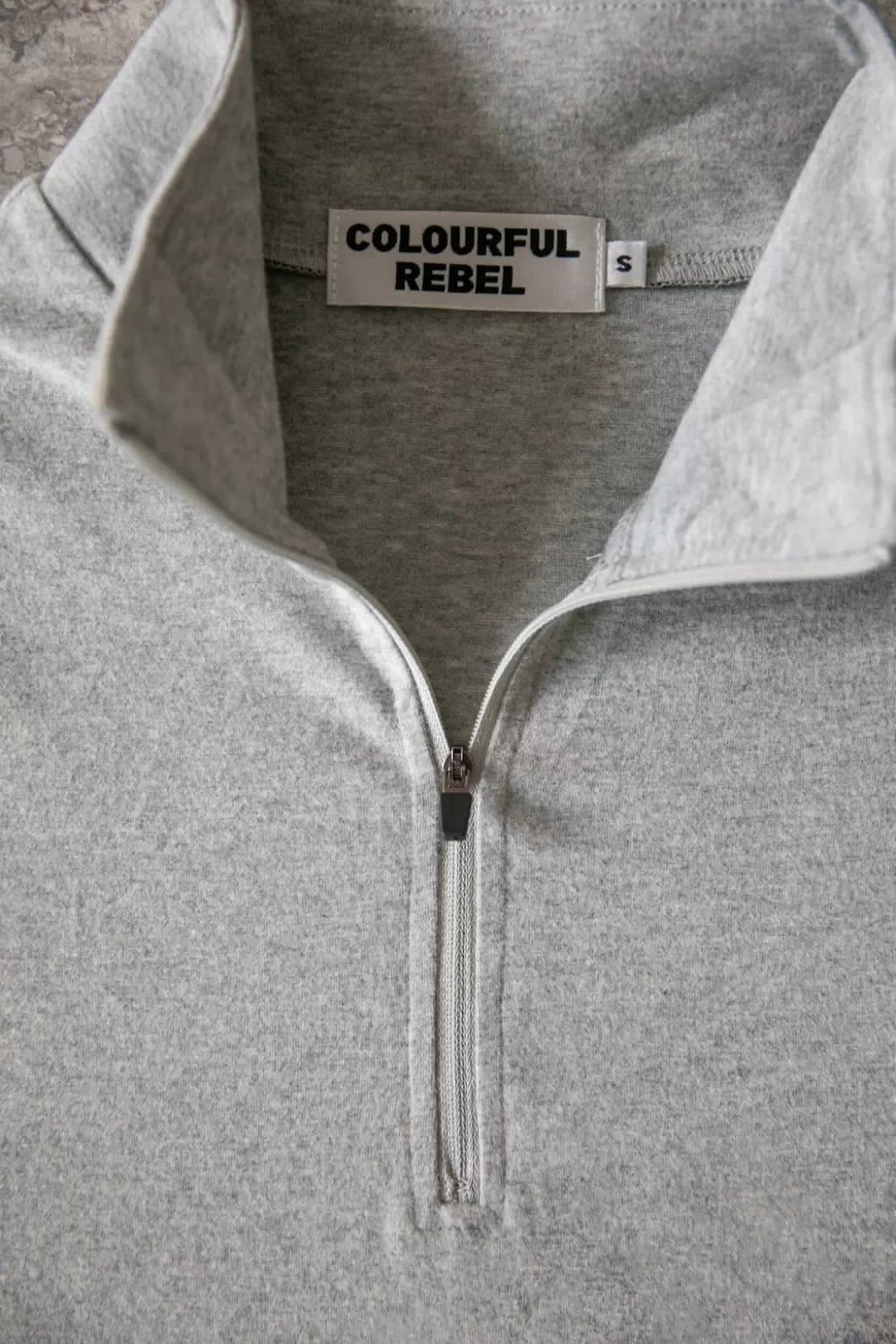 Colourful Rebel Uni Fitted Zip Top | Medium grey melange