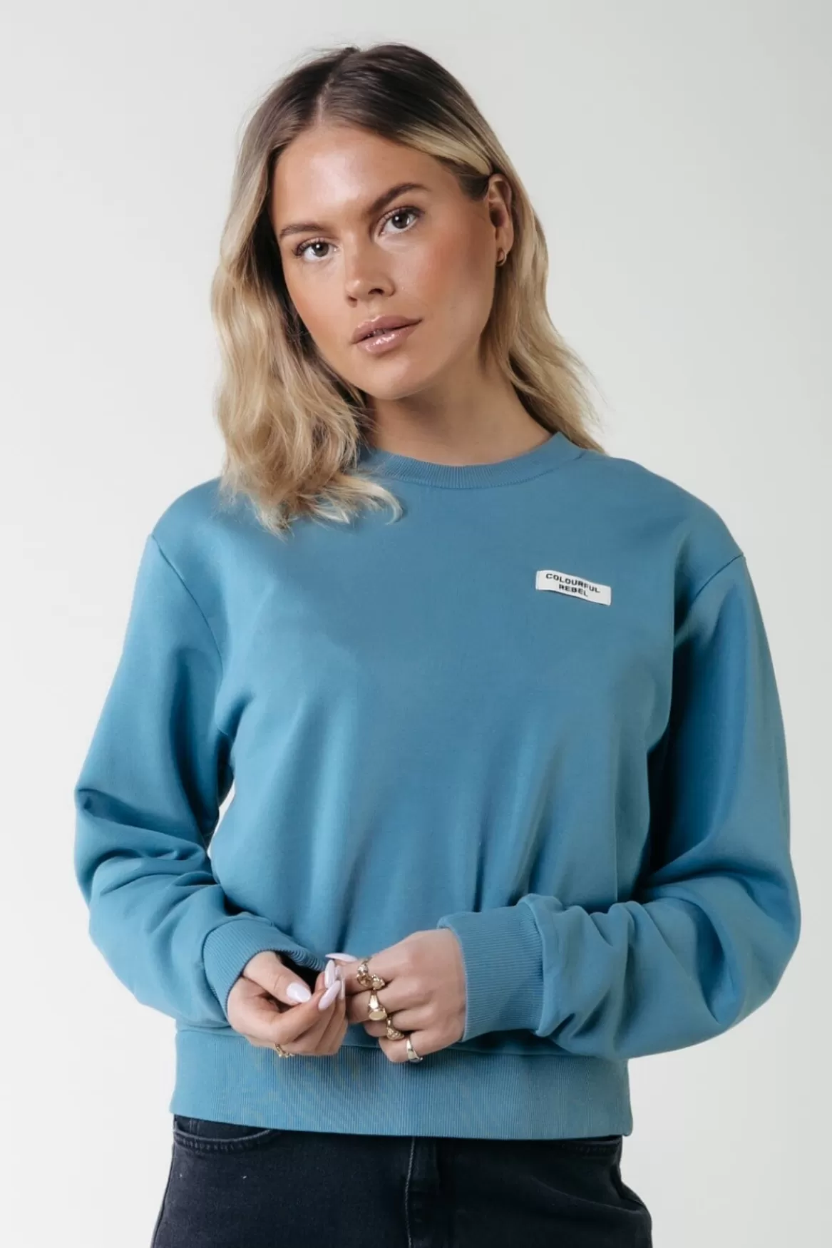 Colourful Rebel Uni Label Sweat | Soft petrol
