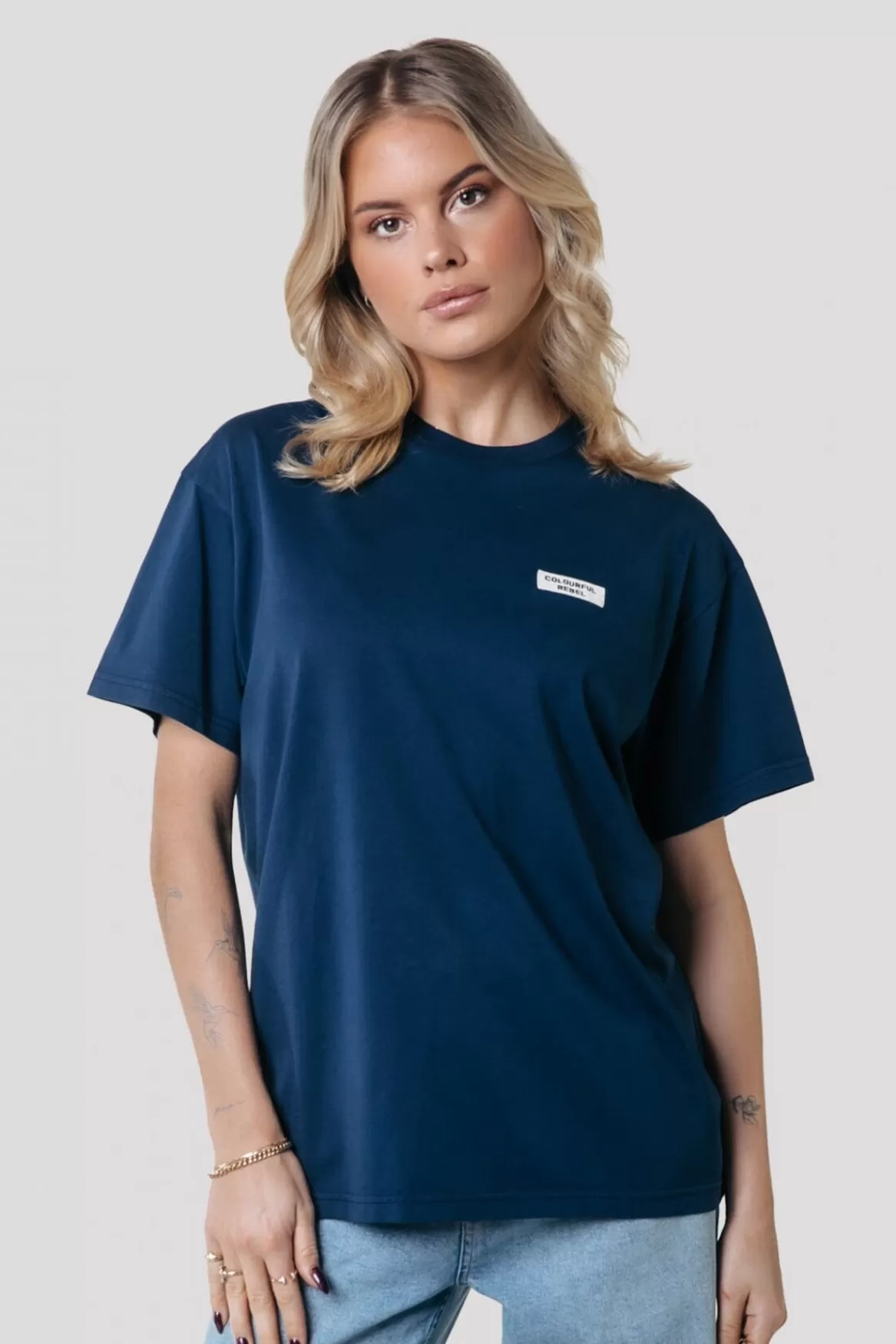 Colourful Rebel Uni Label T-shirt | Peacoat Blue