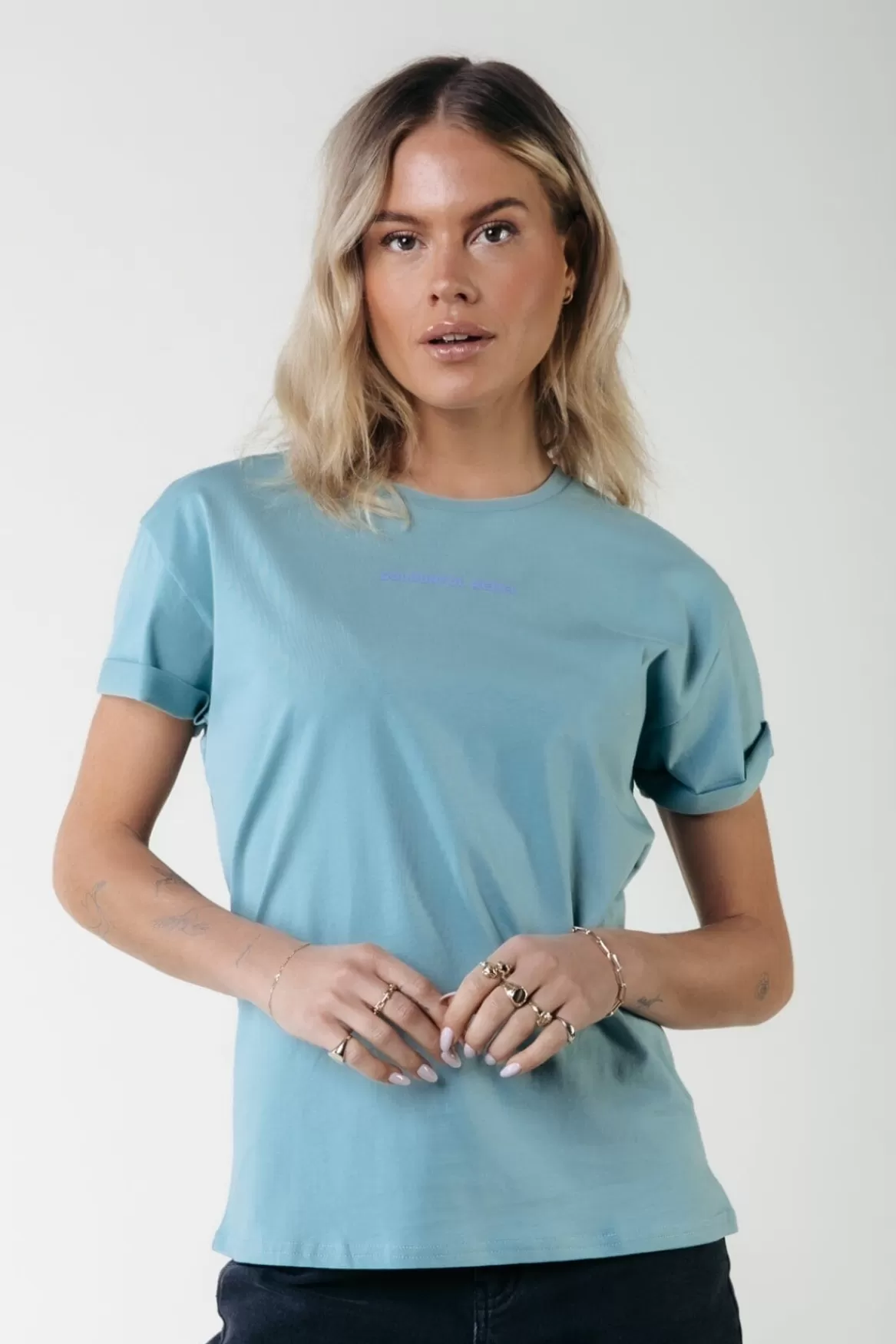 Colourful Rebel Uni Logo T-shirt | Mineral blue