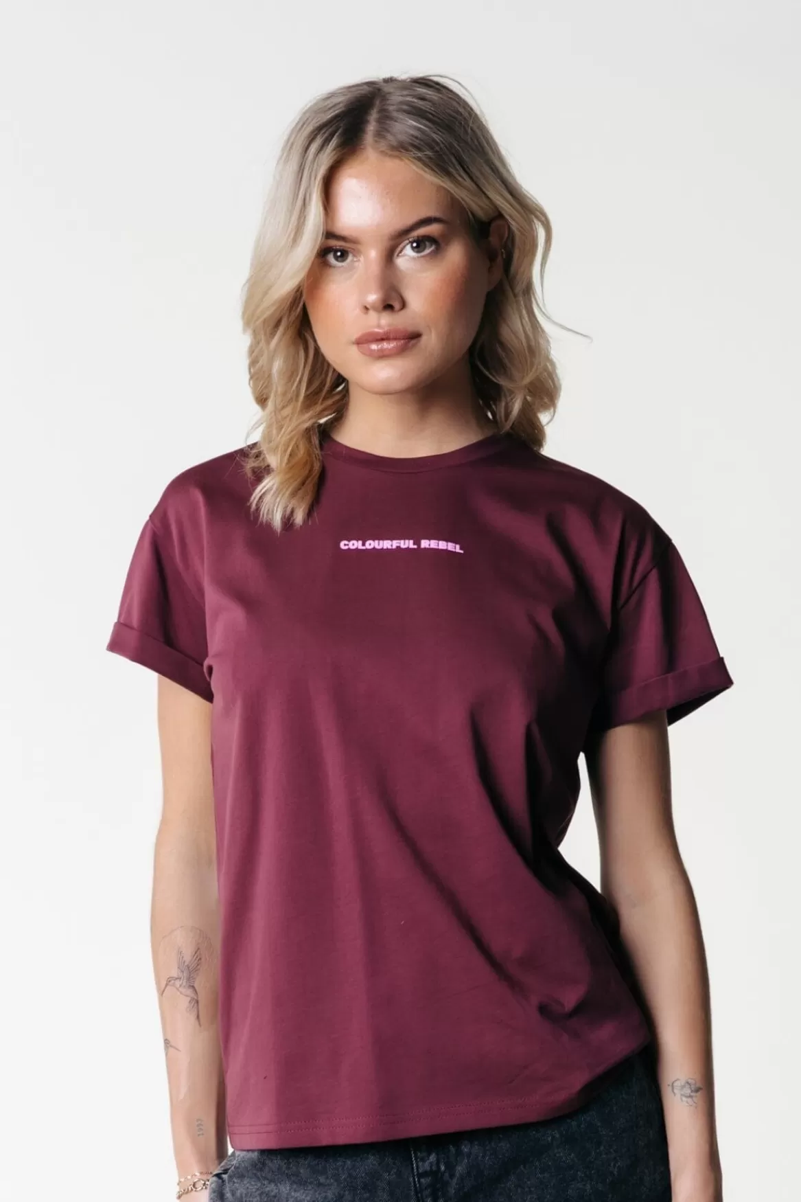 Colourful Rebel Uni Logo T-shirt | Port Red