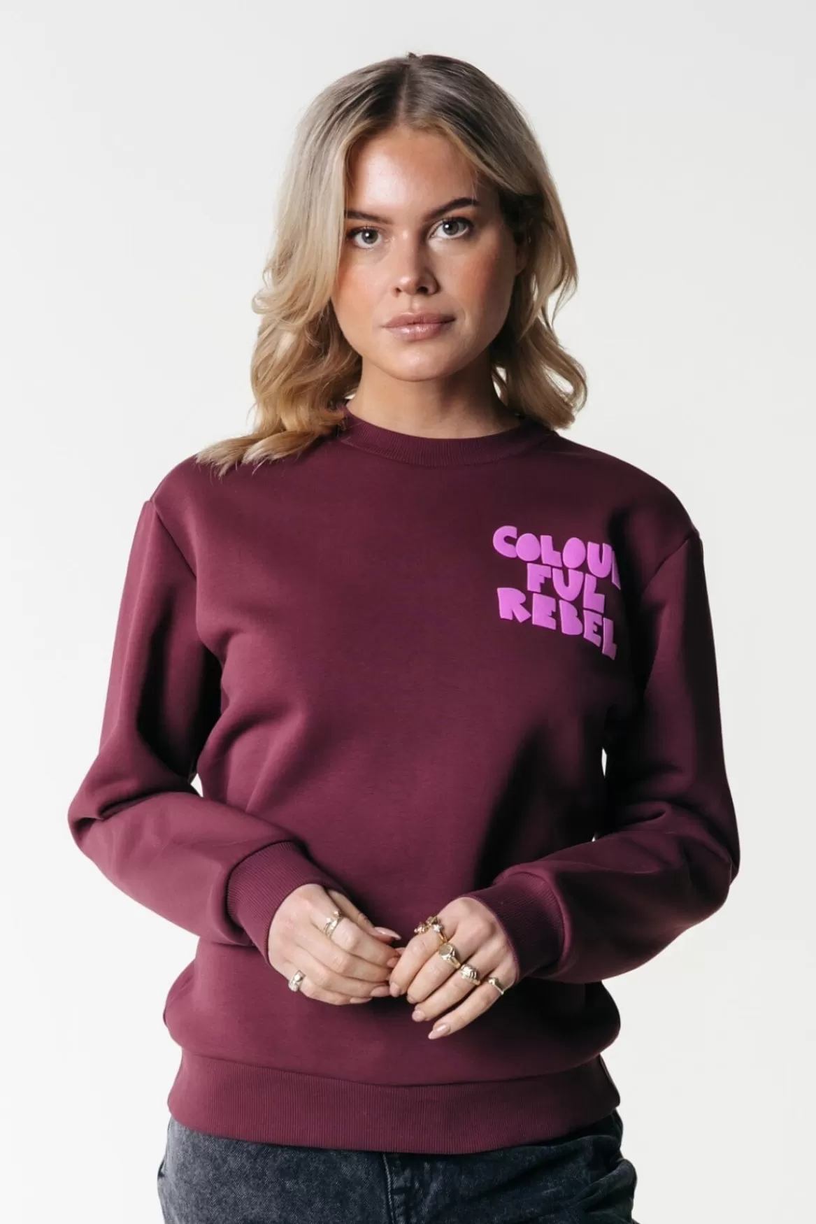 Colourful Rebel Wave Logo Sweat | Port Red